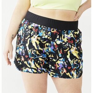Women's Tek Gear Multipurpose Workout Shorts W/ Pockets - Black Neon - 90's - 2X
